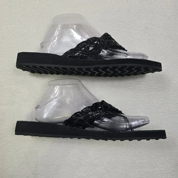 Coldwater Creek Womens Size 11/12 Black Braided Floral Sandals Slip-On - Picture 5 of 7